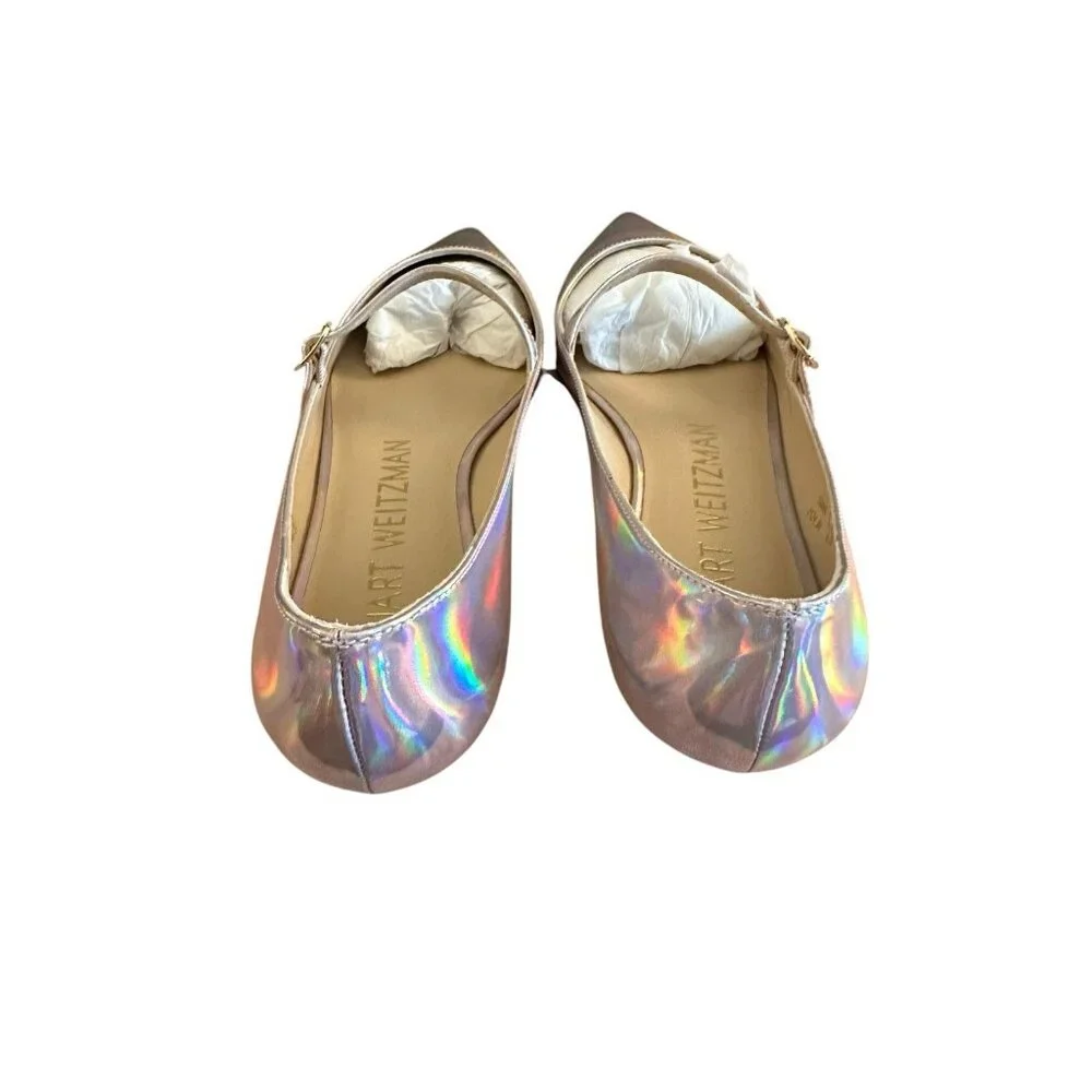 Stuart Weitzman Emilia Mary Jane‎ Flats Iridescent Patent Leather Ballet NEW 6.5
